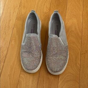 Skechers Women's Sparkling Gray Slip-On Sneakers